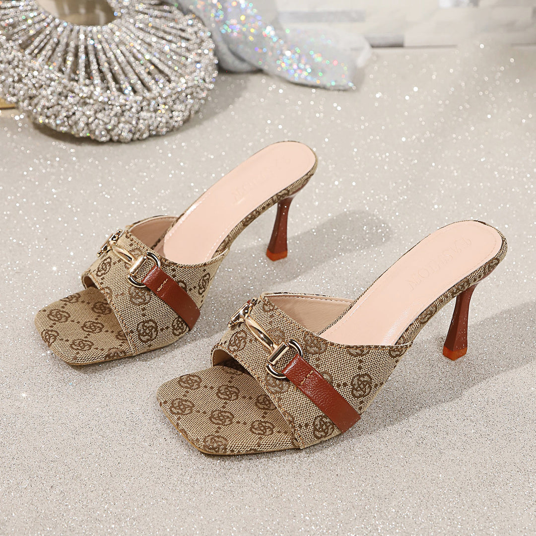 Damen modische Slingback-Pantoletten mit schickem Riemendesign und elegantem Absatz R&B