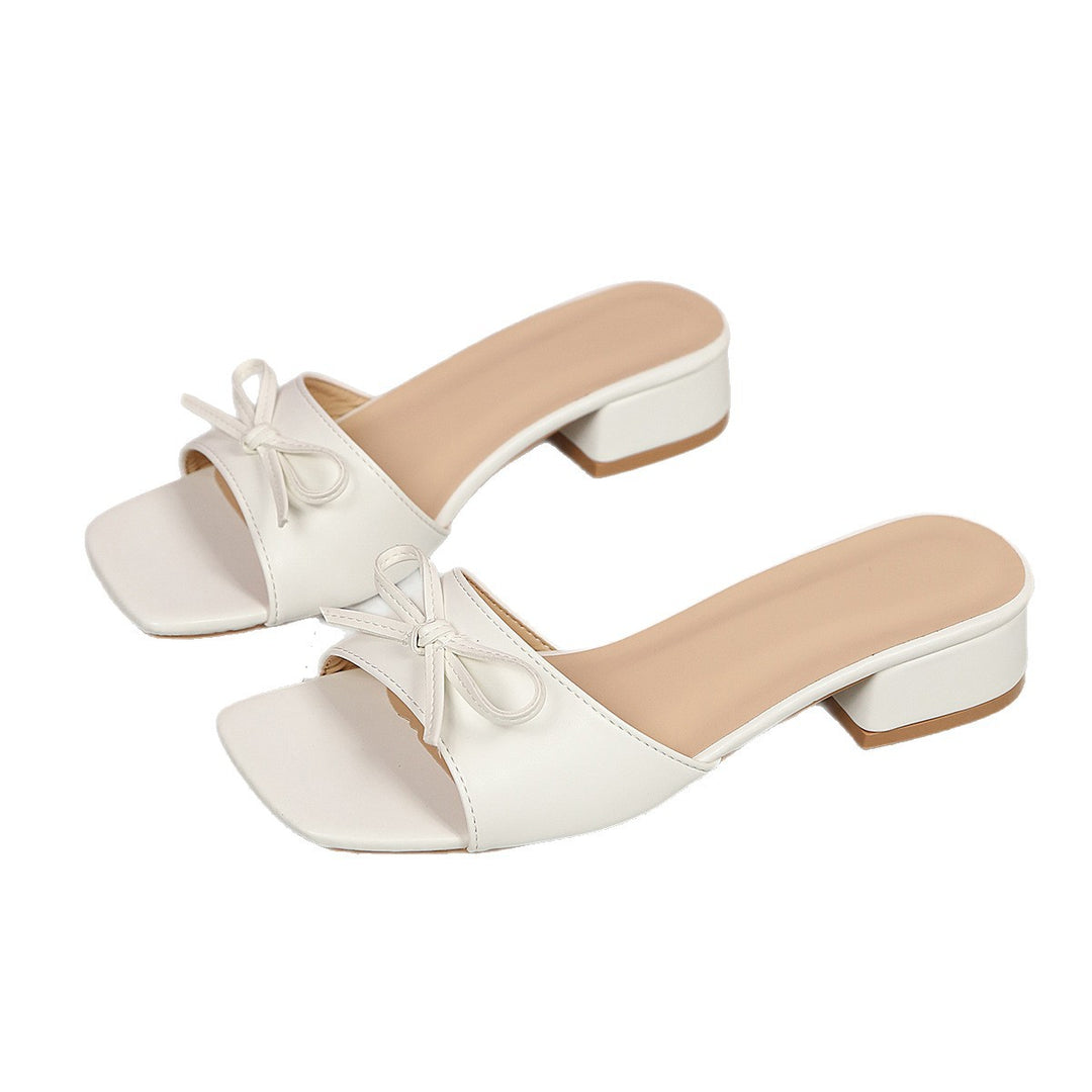 Damen Slide-Sandalen mit zartem Schleifendesign und minimalistischem Absatz R&B
