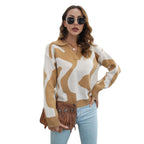 Damen lässiger Strickpullover mit modernem Muster R&B