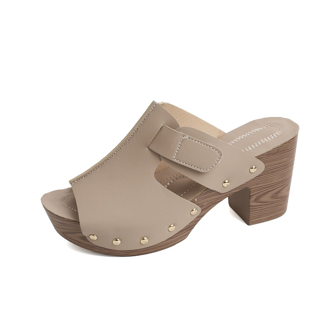 Damen Plattform-Pantoletten mit modischem Riemen und eleganten Nieten R&B
