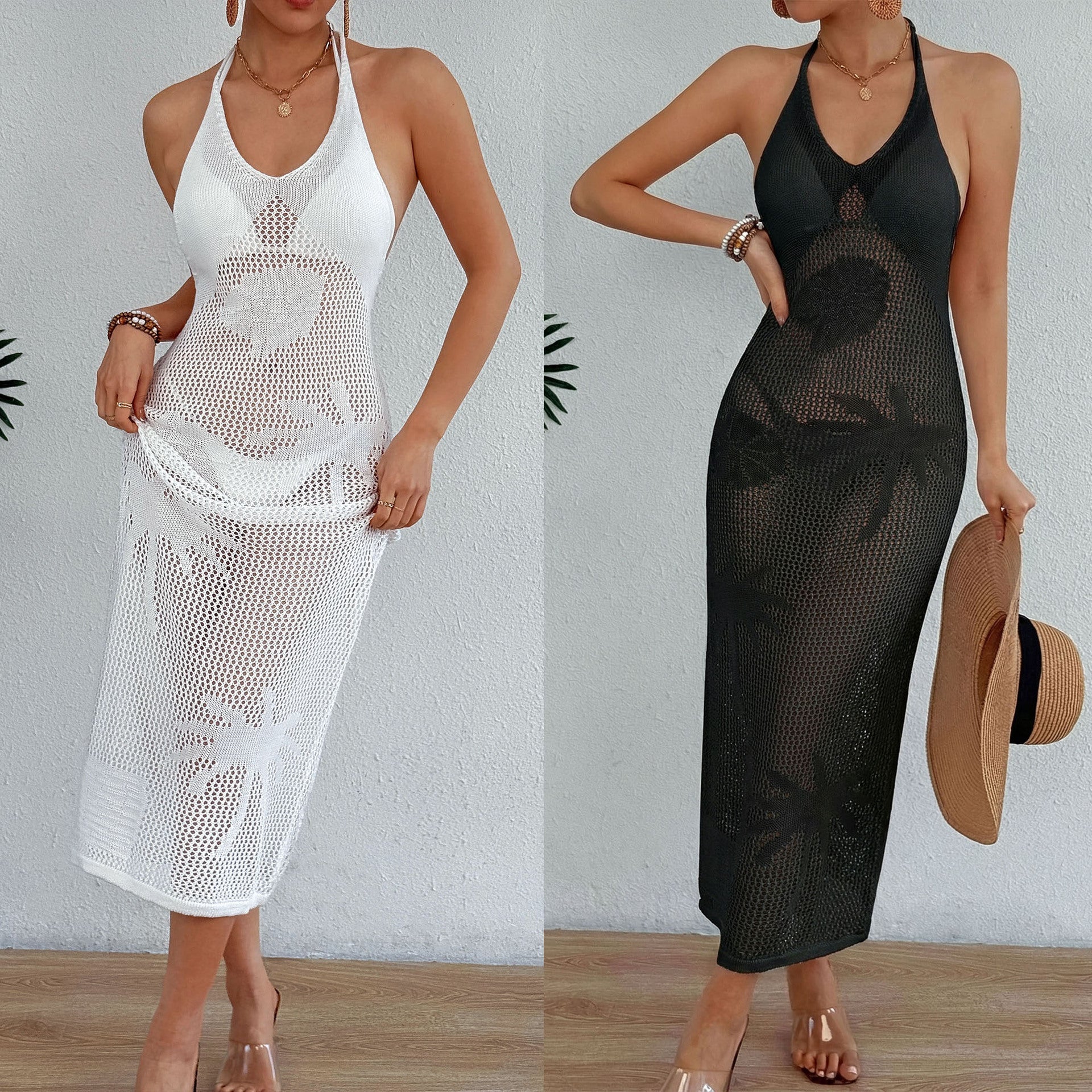 Damen modischer Strandüberwurf mit Netzstruktur R&B