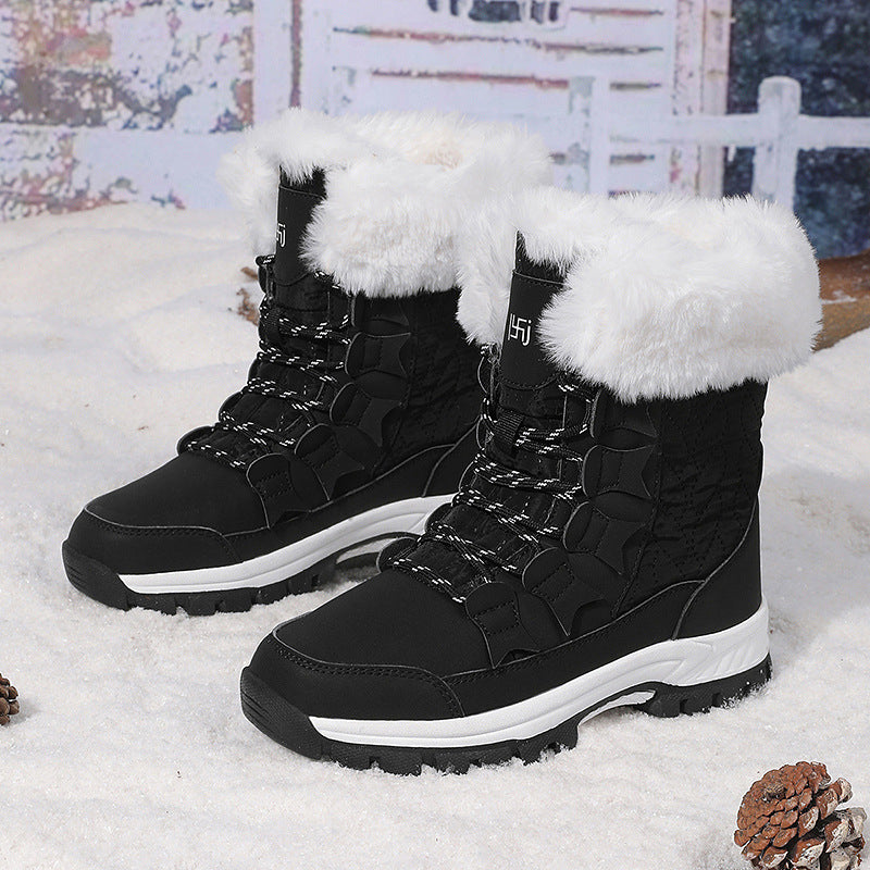 Damen Winterstiefel mit isolierendem Kunstfellkragen und rutschfester Sohle R&B