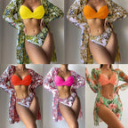 Damen Strandcover-Up mit modischem Blumendruck und langen Ärmeln R&B