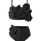 Damen Zweiteiliges Bikini-Set mit floralem Design und hochgeschnittenem Slip R&B