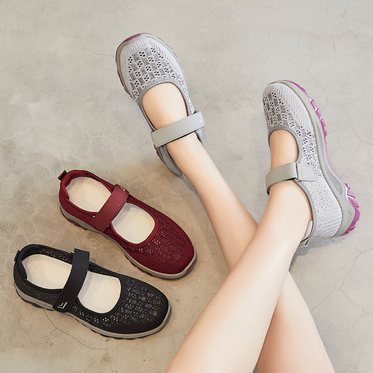 Damen Komfortable Slip-On Sportschuhe mit verstellbarem Klettverschluss und atmungsaktivem Obermaterial R&B