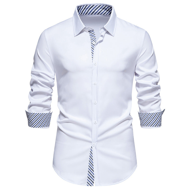 Herren Langarmhemd mit modernem Kontrastdesign R&B
