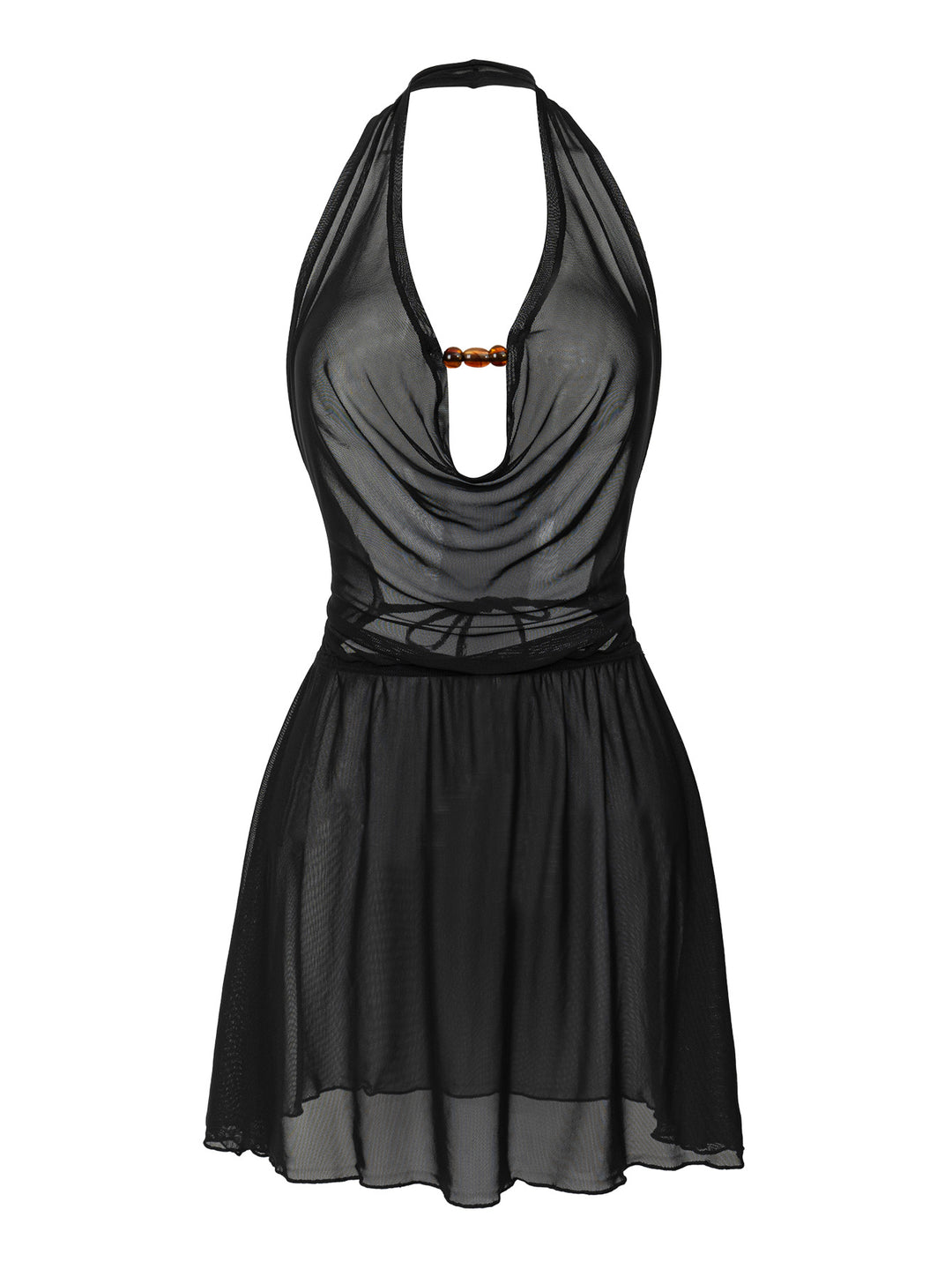 Damen Strandkleid mit tiefem V-Ausschnitt und raffiniertem Knoten R&B