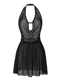 Damen Strandkleid mit tiefem V-Ausschnitt und raffiniertem Knoten R&B