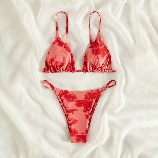 Damen Triangel-Bikini mit verstellbaren Trägern und Raffungen R&B