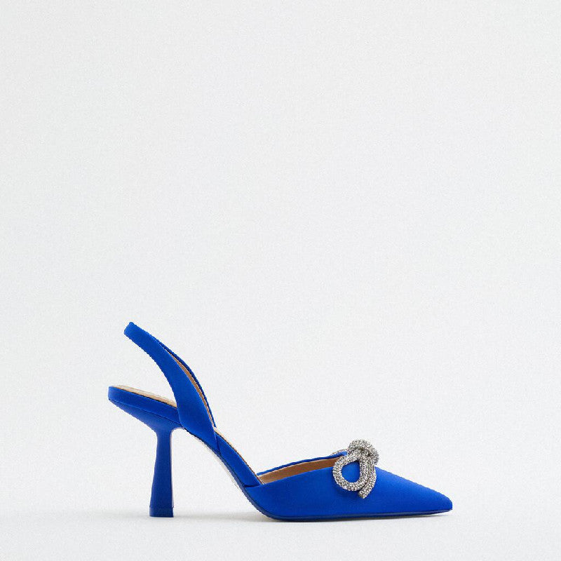 Damen Slingback Pumps mit funkelndem Schleifenakzent und elegantem Absatz R&B
