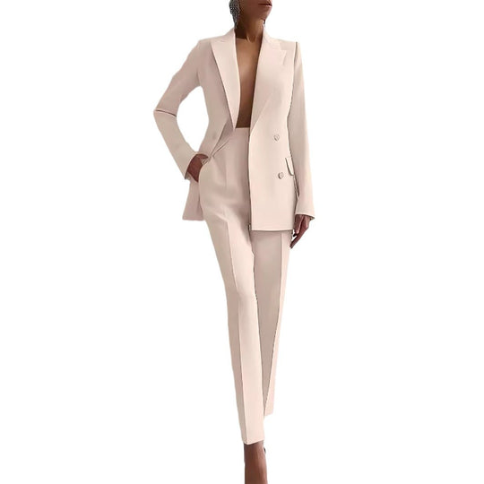 Damen elegantes Zweiteiler-Anzug-Set mit tailliertem Blazer und schmalen Hosen R&B