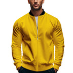 Herren elegante Bomberjacke mit stehendem Kragen und Reißverschluss R&B