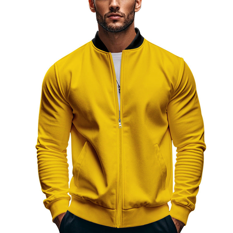 Herren elegante Bomberjacke mit stehendem Kragen und Reißverschluss R&B