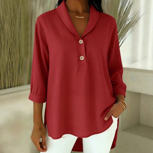 Damen Elegantes Hemd mit modernem Kragen und Knopfdetails R&B