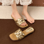 Damen Elegante Slide-Sandalen mit modischen Glanzapplikationen EB