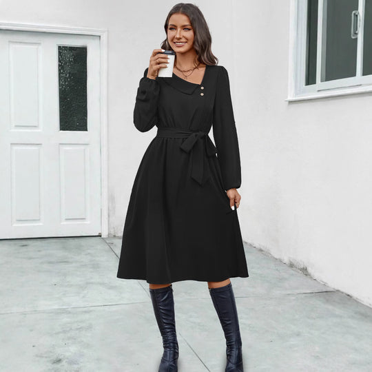 Damen Midikleid mit tailliertem Schnitt und eleganten Knopfdetails R&B
