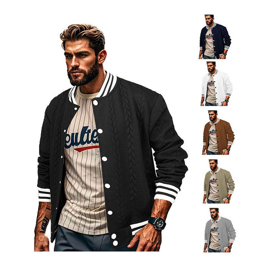 Herren Sportswear-Bomberjacke mit strukturiertem Design und Kontraststreifen R&B