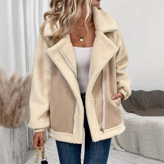 Damen Jacke aus kuscheligem Fleece mit Reißverschluss und oversized Schnitt R&B