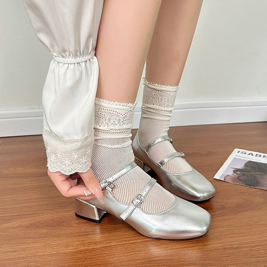 Damen Hochglanz Ballerinas mit verstellbaren Riemchen R&B