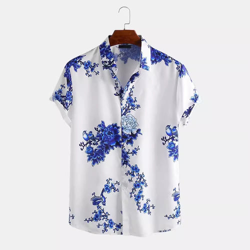 Herren Kurzarmhemd mit elegantem floralem Druck und hochwertigem Material R&B