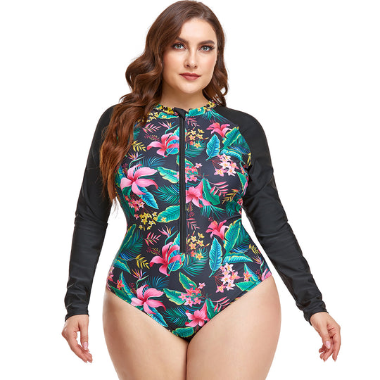 Damen Rashguard Badeanzug mit floralem Muster R&B