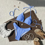 Damen Triangel-Bikini mit strukturierter Oberfläche und verstellbaren Trägern R&B