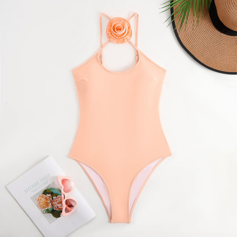 Damen Einteiler Badeanzug mit floralem Dekor und keyhole Ausschnitt R&B