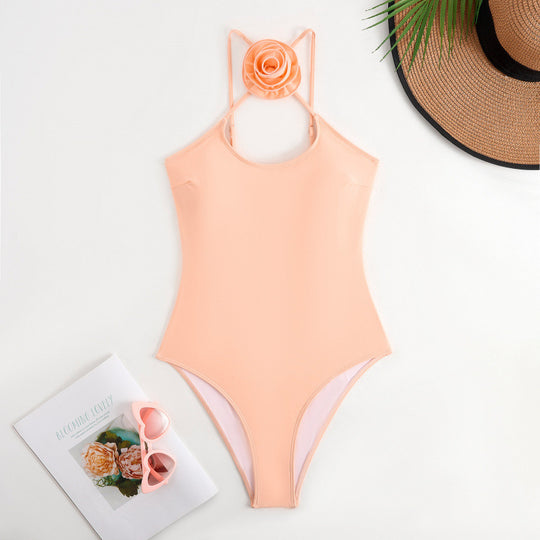 Damen Einteiler Badeanzug mit floralem Dekor und keyhole Ausschnitt R&B