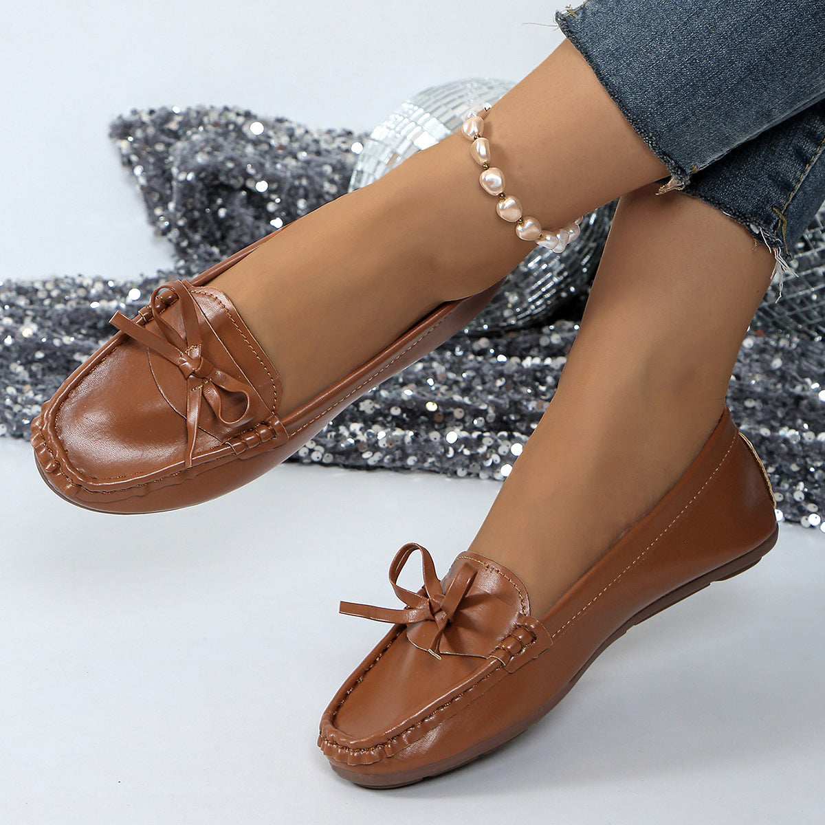 Damen Mokassins mit elegantem Schleifenakzent und weicher Sohle R&B