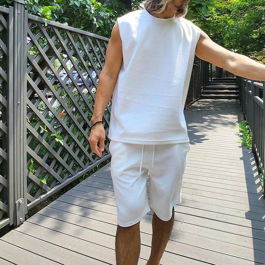 Herren lässiges Kurzarm Sweatshirt und Shorts Set R&B