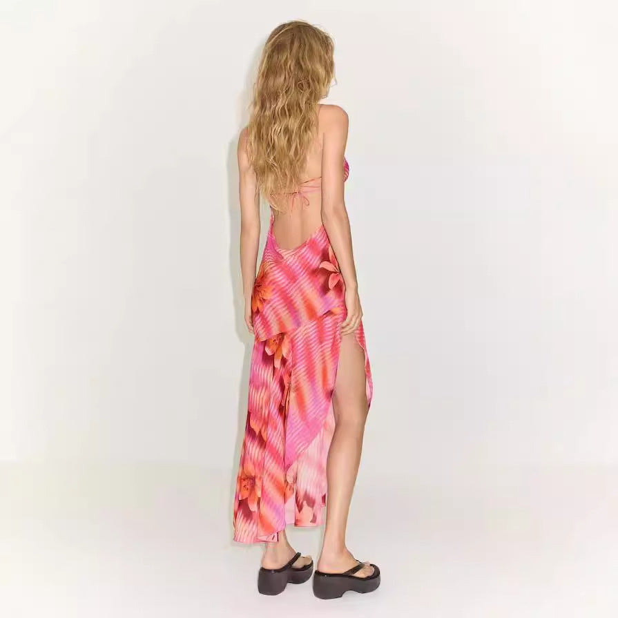 Damen Sommerliches Maxikleid mit asymmetrischem Saum und floralem Design R&B