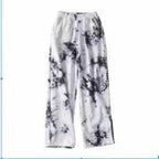 Damen lässige Jersey-Hose mit tiefer Taille und trendigem Batikdesign