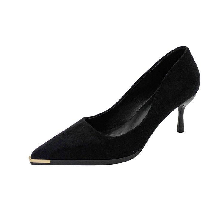 Damen elegante Spitzen High Heels mit goldfarbenem Akzent R&B
