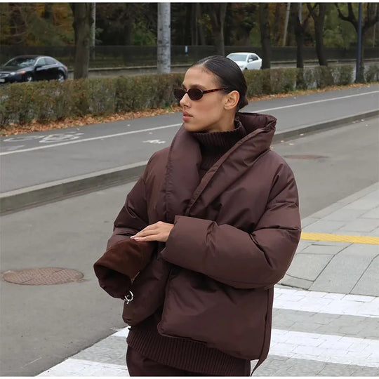 Damen Praktische und modische Daunenjacke mit Gürtel R&B