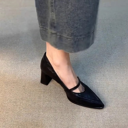 Damen elegante Mary Jane Pumps mit modischem Riemchen und komfortablem Blockabsatz R&B