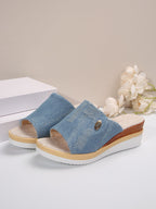 Damen Wedge-Sandalen mit eleganter Textil-Oberfläche und komfortabler Fußbettgestaltung R&B
