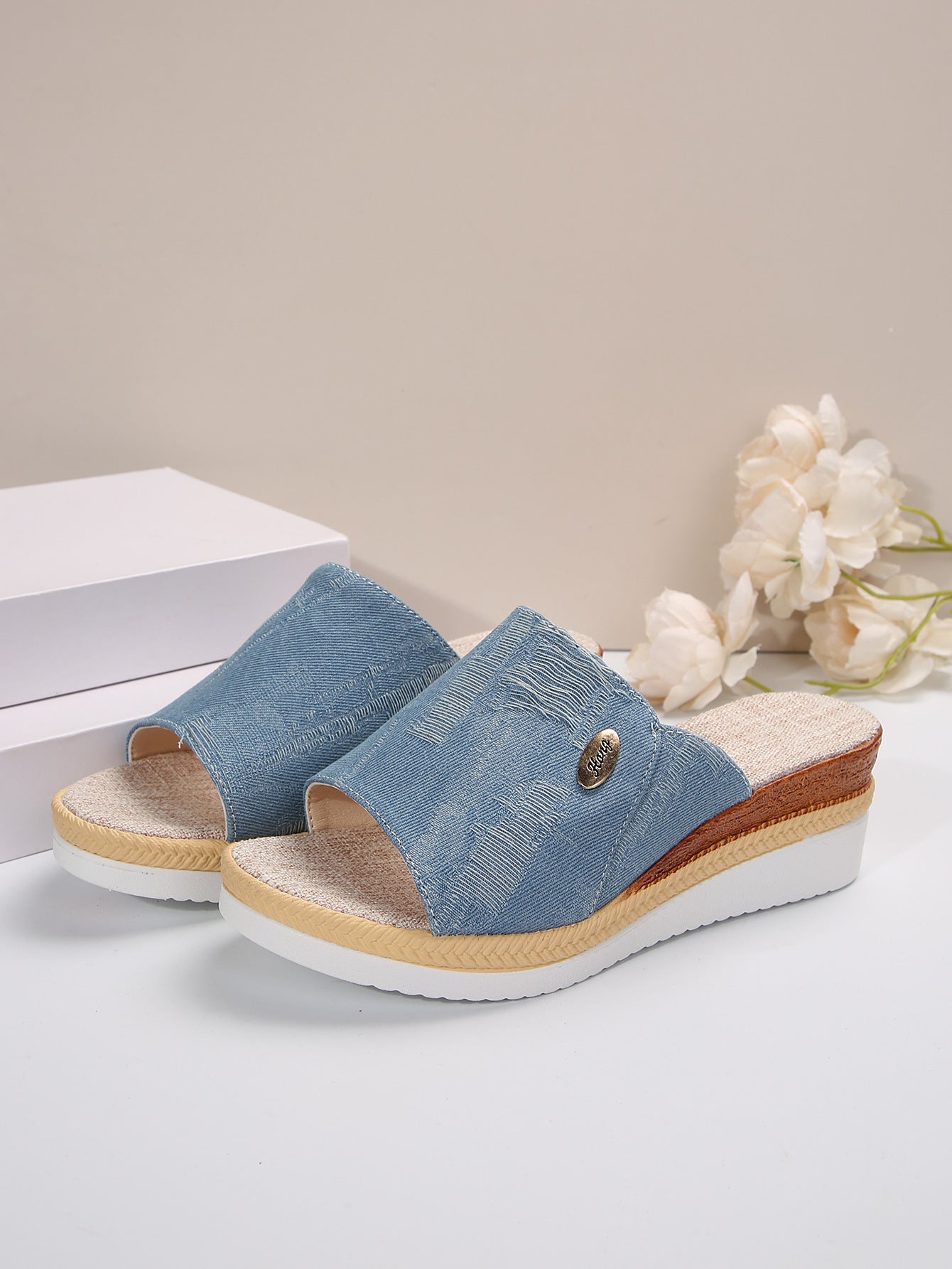 Damen Wedge-Sandalen mit eleganter Textil-Oberfläche und komfortabler Fußbettgestaltung R&B