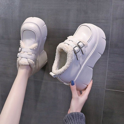 Damen Plüschgefütterte Sneaker mit doppeltem Schnallenverschluss R&B
