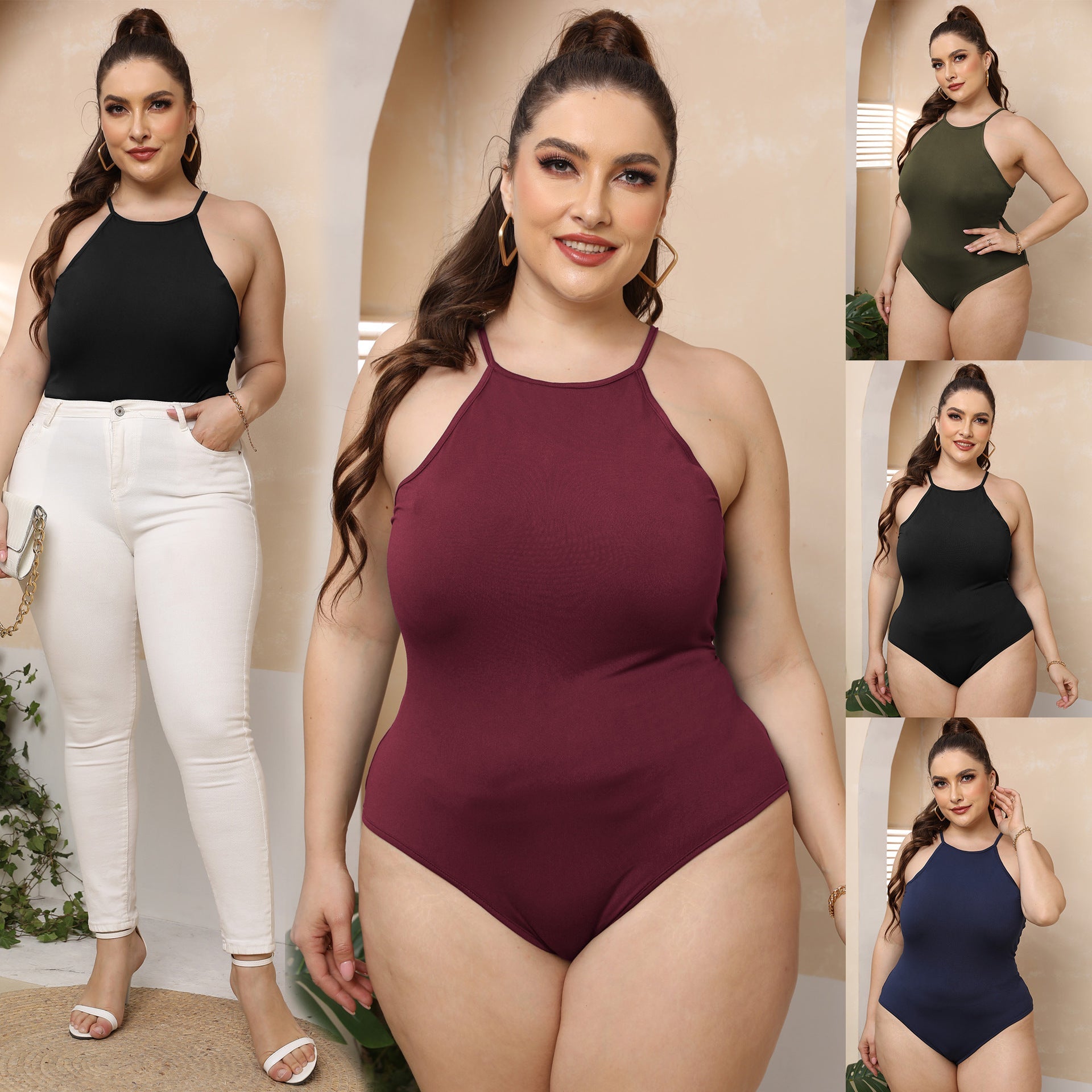 Damen Schwimmanzug mit hohem Halsausschnitt R&B