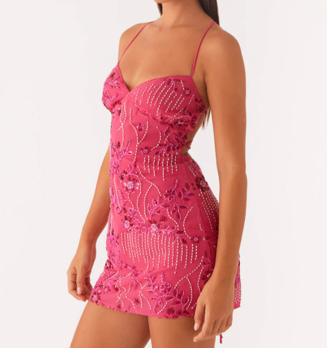Damen Glamouröses Minikleid mit funkelnden Pailletten und verführerischen Details R&B