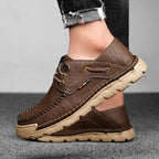 Herren Freizeit-Leder-Sneaker mit handgenähter Verarbeitung R&B