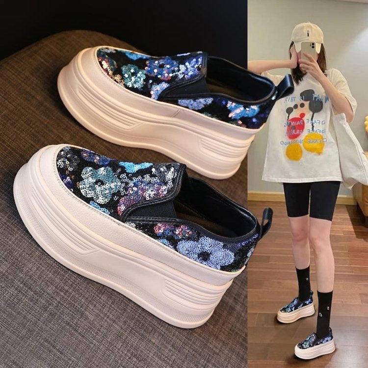 Damen Plateausneakers mit funkelnden Pailletten und elastischem Einschlupf R&B