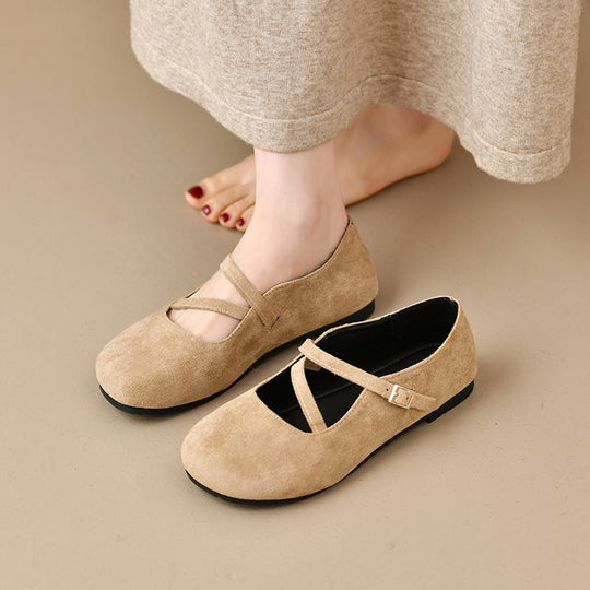 Damen Bequeme Ballerinas mit Querriemen und Schnallenakzent R&B