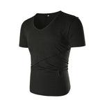 Herren V-Ausschnitt T-Shirt mit asymmetrischem Schnitt und elastischem Bund