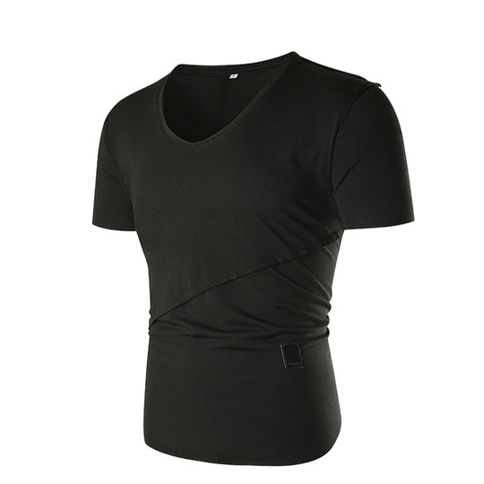 Herren V-Ausschnitt T-Shirt mit asymmetrischem Schnitt und elastischem Bund R&B