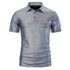 Herren Poloshirt mit glänzendem Honigwaben-Muster