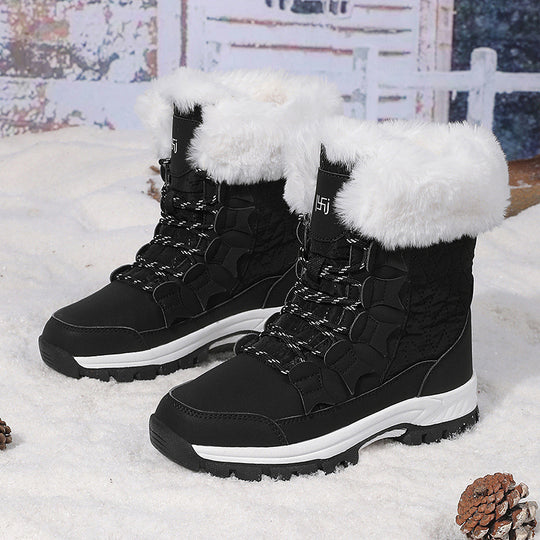 Damen Winterstiefel mit isolierendem Kunstfellkragen und rutschfester Sohle R&B