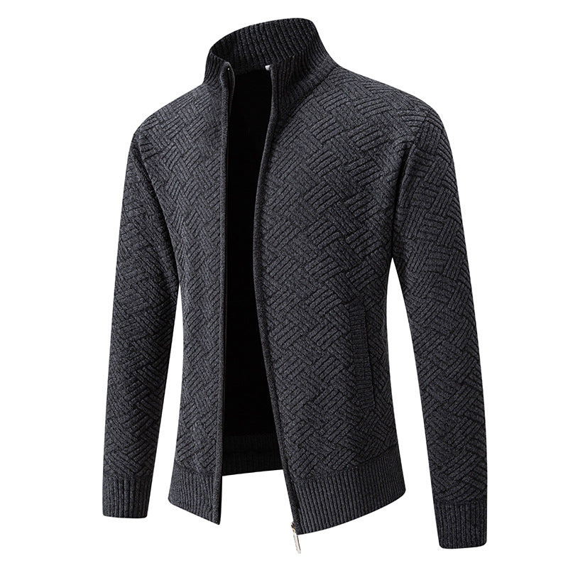 Herren Strickjacke mit modernem Karomuster R&B