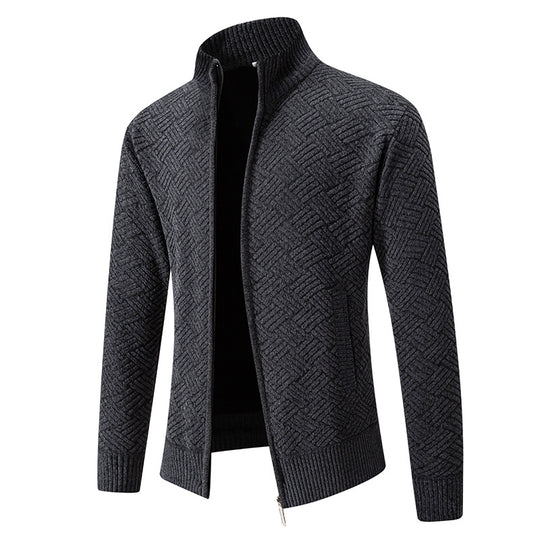 Herren Strickjacke mit modernem Karomuster R&B