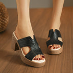 Damen Elegante und luftige Sandalen mit hohem Blockabsatz R&B